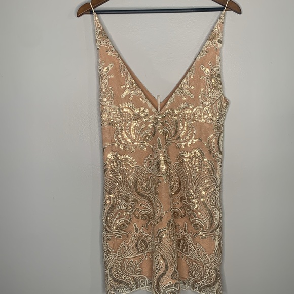 🔥Free People Night Summer Mini Sequin Dress Ivory Combo - Picture 6 of 9